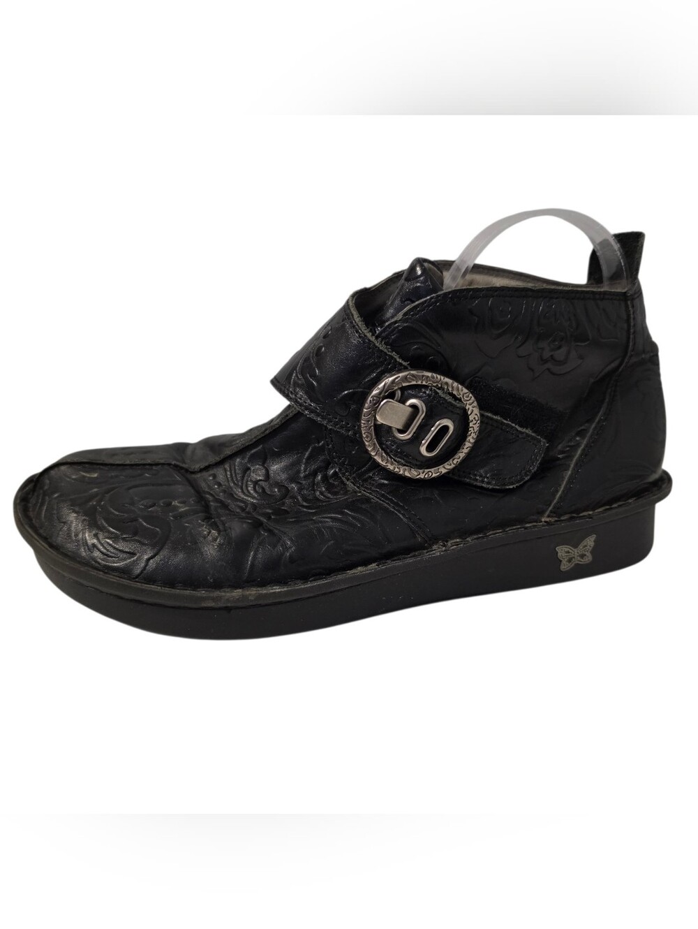 Alegria Caiti Black Embossed Rose Ankle Boot - Size EU 41